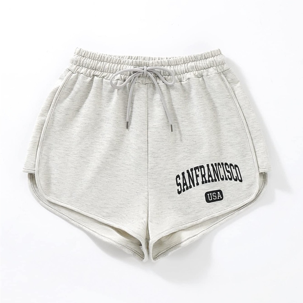 SHEIN EZwear Letter Graphic Drawstring Waist Shorts